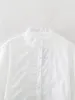 Kvinnors blusar Zadata 2023 Autumn Ruffles Stand Collar French Sweet Button Casual Shirt White broderad topp