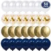 50 Stück 12 Zoll Metallic Gold Weiße Perlenballons Babyparty Hochzeit Geburtstag Party Marineblau Gold Konfetti Latex Ballon Dekor Ki2302