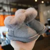 Designer 2023 Kid Boot Winter Sneeuw Peuter Baby Laarzen Konijn Haar Vrouwelijke Baby Zachte Zool Verdikte Kinder Katoenen Schoenen pluche Kinderen