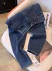 Jeans pour femmes Oiinaa taille haute femmes velours épaissir chaud streetwear poches rayées jambe large mode pantalon droit