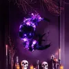 Weihnachtsdekorationen, Halloween-Dekoration, Halloween-Kranz, Fledermaus, schwarzer Ast, Kränze mit LED-Licht, 45 cm, Kränze für Haustüren, Fenster, Treppen, Schrank, 231211