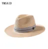 YMSAID Summer Casual Sun Hats for Women Fashion Letter M Jazz Straw for Man Beach Sun Panama Hat Whole and Retail C181223596390