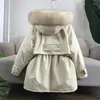 Women's Trench Coats NICE Large Natural Fur Hooded Winter Down Coat Women 90% White Duck Jacket Thick Warm Parkas Female Outerwear