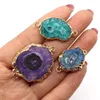 Pendant Necklaces Natural Stone Druzy Crystal Pendants DIY Necklace Earrings Bracelets Jewelry Geode Irregular Connector Charms