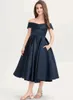 Girl Dresses A Line Off The Shoulder Tea Length Satin Junior Bridesmaid Dress Evening Elegant Banquet Gowns