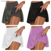 Kjolar 2023 Summer Women Sport Fitness Soild Color Running Tennis kjolar med liner Yoga Gym kort kjol Fe Athletic Outfits S-5XLL231212