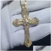 Pendentif colliers 14K or laboratoire diamant croix pendentif 925 Sterling Sier fête mariage pendentifs collier pour femmes hommes Moissanite bijoux Dhwae