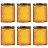 6 stks Reliëf Glazen Kaars Container Kits Lege Ronde Maken Mason Jars Opslag Flessen 245U