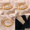 Bangle Bangle Korean Style Enkel och mångsidig högkvalitativ mässing Bambu Push-PL White Plain Circle Justerbar munarmband Kvinnlig DR DHEX0