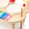 Tangentbord Piano 5in1 trämusikinstrument Drumuppsättning för babysensorisk slagverk leksak ORFF Lärande småbarn 231211