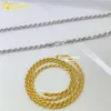 Prix en gros bijoux en argent solide 1,2 mm 1,3 mm 2 mm 3 mm 4 mm Collier plaqué or 925 Chaîne de corde sterling