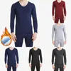 Men's Thermal Underwear Set Top Bottom Comfortable Long Johns Polyester Lined V-neck Winter Warm Daily Brand Durable