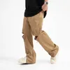 Pantalons pour hommes Houzhou Design Zipper Slit Hommes Pantalons Techwear Tube droit Casual Noir Pantalon à jambe large Mâle Trou Lâche Streetwear Hip Hop 231211