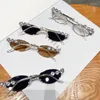 Sunglasses 2023 Small Oval Sun Glasses Female Outdoor Shopping Shades Diamond Driving Eyewear Retro Letter