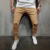 Mens Pants Men Ripped Pencil Denim Long Skinny Blackwhite greenKhaki Casual Streetwear Young Versatile Solid Color 231212