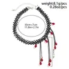 Pendant Necklaces Goth Black Lace Clavicle Chain Necklae For Women Fashion Statement Vintage Red Blood Pattern Tassel Choker Jewelry Gift