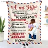 Blankets Spanish to My Daughter Son Blanket Soft Flannel Blanket for Sofa Bed Cover Express Love Message Blanket Birthday Gift 231212