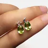 Brincos de garanhão moda lua e estrela para festa 6mm 8mm natural peridot 925 jóias de prata presente de brithday