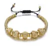 Bracelets à breloques en cristal à face géométrique pour hommes et femmes, Bracelets en perles de cuivre, accessoires masculins, Pulseira Masculina2405