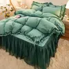 Conjuntos de cama 2023 Lace Solid Color Bed Cover Set Kids Girl Duvet Adulto Criança Folhas e Fronhas Consolador