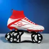 Outdoor High Top Football Boots AG TF Women Men Soccer Shoes Cleats Youth Professional Training Shoes Blue Black Red Colors