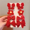 Hair Accessories 8Pcs/set Red Bow Spring Festival Clips Children Sweet Side Girls Year Headwear Kids