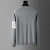 Men's Sweaters High End Brand Knitted Cardigan Spring And Autumn Classic Stripe Trend Korean Casual Side Slit V-neck Sweater Coat