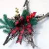 Decorative Flowers Christmas Wreath Pine Cones Bowknot Handmade Xmas Home Decoration