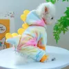 Hundkläder vinter varm jumpsuit söta dinosaurie kläder för små hundar katt kappjacka rolig kostym husdjur 231211