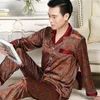 Homens sleepwear mens designer pijama para conjunto pijama manga longa tops calças usam pijama de seda gelo fino