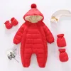 Rompers born Baby clothes Jumpsuit Hooded Plus Velvet Warm Boy Snowsuit Toddler Snow Suit Girl Cotton Overalls 231211