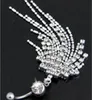 Paslanmaz çelik göbek düğmesi halkaları göbek halkaları püskül ile elmas göbek halka gövde piercing çubukları kadın bikini moda mücevherleri için mücevherler