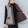 Gilets pour femmes 5XL épaissir chaud gilet à carreaux veste d'agneau d'âge moyen velours hiver Parkas manteaux femme sans manches polaire pardessus