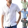 Chemises décontractées pour hommes Été à manches courtes Homme Coton Chemise en lin Blouses Hommes Blanc Social Formel Business Top Vêtements