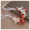 Hair Accessories Lace Up Adjustable Headband Faux Pearl Flower Hairband For Girls Princess Style Wedding With Anti-slip