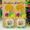 Kolczyki Danging Aligator Crawfish Mardi Gras dla kobiet żółte zielone fioletowe biżuterię akrylową hurtową biżuterię