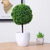 Fiori decorativi Palla artificiale Topiaria Albero di bosso Palle finte in vaso Decorazione bonsai Vaso verde Alberi finti verdi all'aperto Plastica