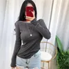 T-shirts pour femmes Real S Corée du Sud Dongdaemun Off-Cou Sexy Slim Fit Minceur Doux et mince à manches longues Micro Transparent T-shirt Top