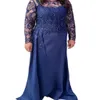 2024 Aso Ebi Arabo Blu Navy Dritto Abiti per la madre della sposa Raso con perline in pizzo Sera Prom Festa formale Compleanno Celebrità Abiti per la madre dello sposo Abito ZJ045