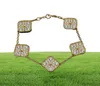 Luxury Full Diamond Five Flower Chain Four Leaf Clover Armband Korean Fashion Designer Crystal Armband For Women 18K Gold Plated7006910