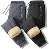 Calças masculinas de lã de inverno para homens cordeiros lã quente calças casuais engrossar homme roupas tamanho grande corredores sweatpants