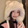 Berets Korean Winter Hats Cute Hat Bear Big Fur Soft Warm Kitten Cap Lady