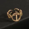 Cluster Rings Capital A-Z Initial Letter Name Gold Color Vintage Hip Hop Adjustable Open Ring Unisex Couples Jewelry Gift