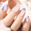 Falska naglar full nagelips korta ballerina lila glansig täckning för damer och flickor 24 stycken med limgel