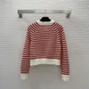 Women's sweater Winter new thick warm striped pulled hair slim round neck slim jumper long-sleeved sweater retro lazy style