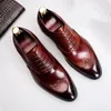 Chaussures habillées phénkang hommes formels en cuir authentique oxford pour hommes noirs 2023 lacets de mariage brogues