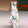 Повседневные платья, женский сарафан с принтом бабочки, 2023, винтажное платье макси с длинным рукавом и v-образным вырезом, элегантное женское платье Vestidos