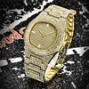 Zegarki na rękę Duże marki dla mężczyzn Zespół mody Hip Hop Full Diamond Golden Luxury Calendar Quartz Watch Relogios Masculinos 2024