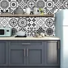 Adesivos de parede 16pcsset preto branco azulejos adesivo cozinha backsplash guarda-roupa banheiro impermeável casca vara brilhante filme arte decalques 231211