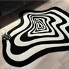 Tapete criativo sala de estar preto e branco listrado decoração para casa quarto tapete fofo pelúcia crianças jogar tapete tamanho personalizado 231212